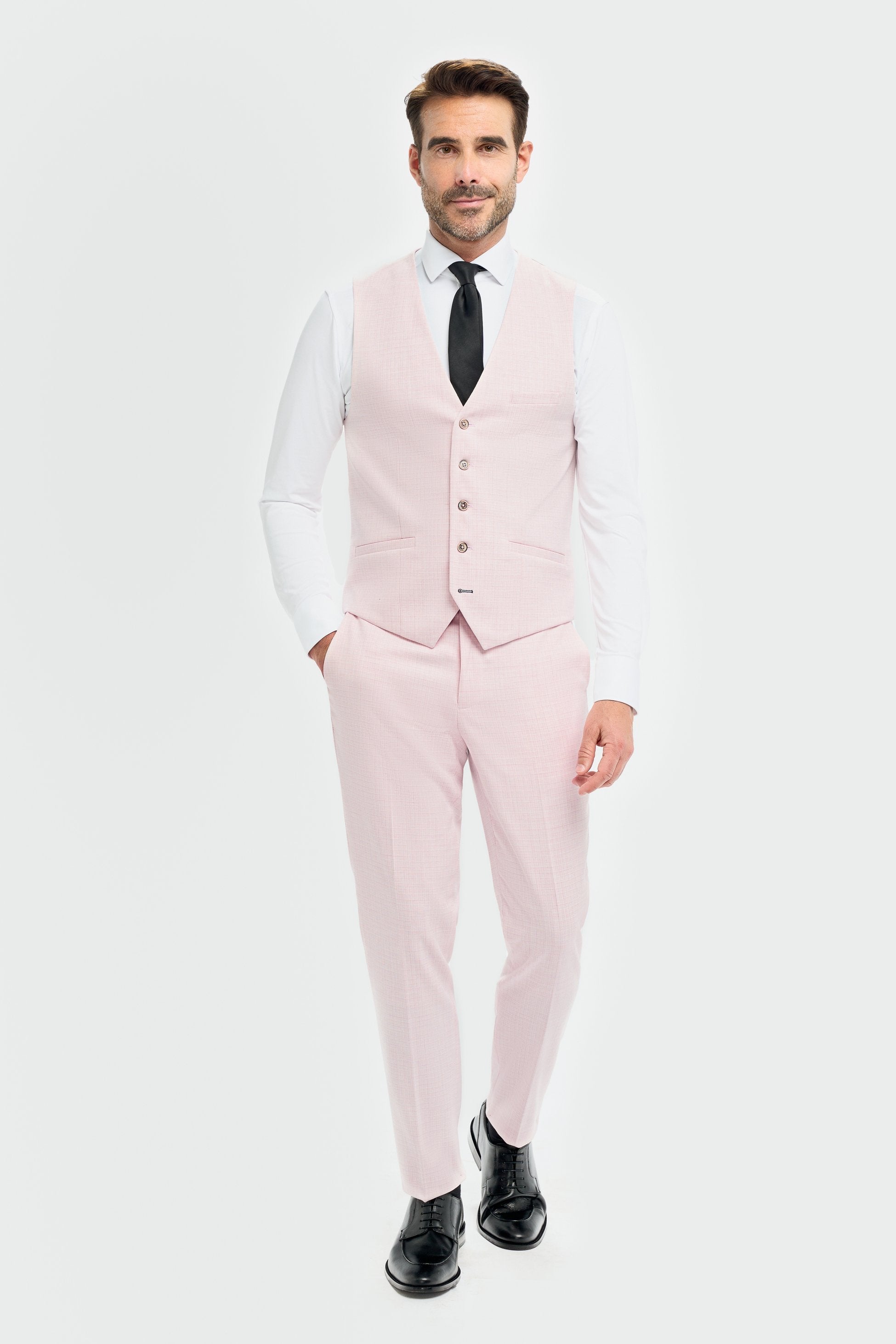 Mens Mauve 3 Piece Slim Fit Textured Formal Suit TROPEZ