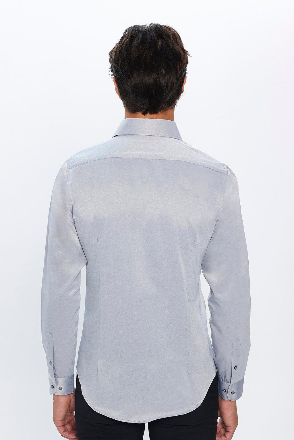 Mens Dimi Dotti Grey Cotton Blend Slim Fit Dress Shirt
