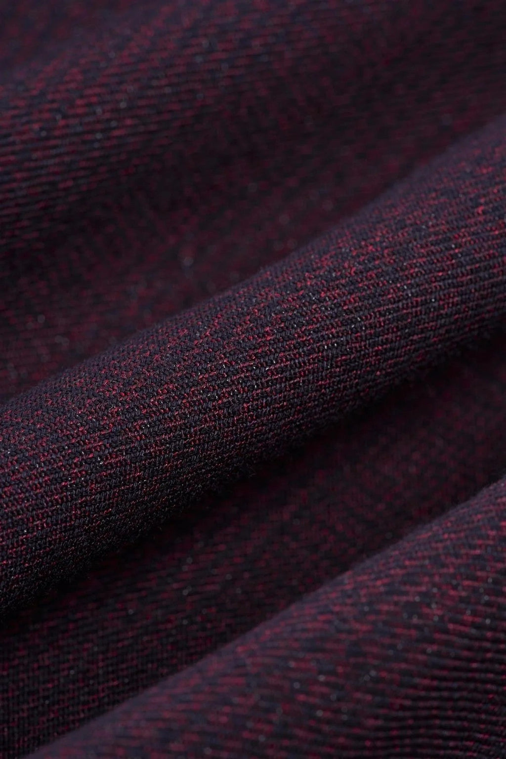 Mens Wine 3 Piece Tweed Glen Check Suit CARIDI