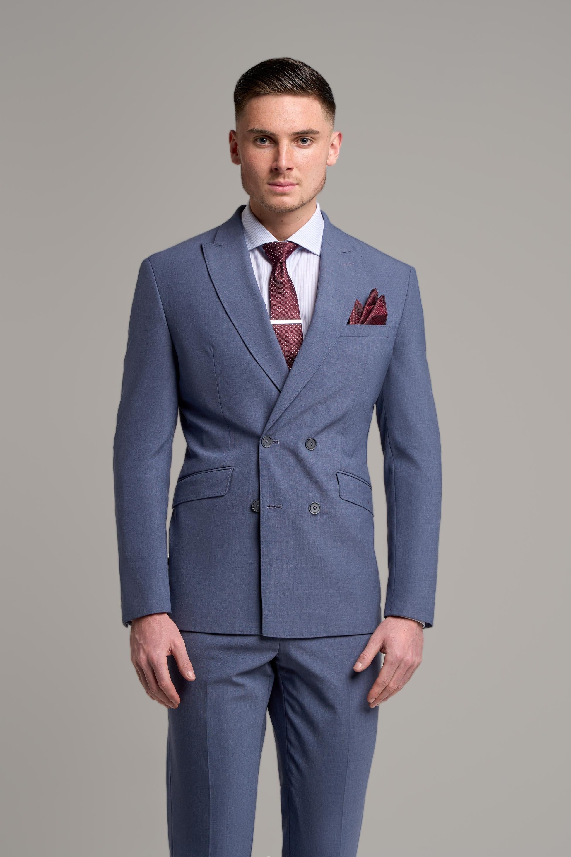 Mens dove purple wool mix double breasted suit jacket VICTORIOUS classic