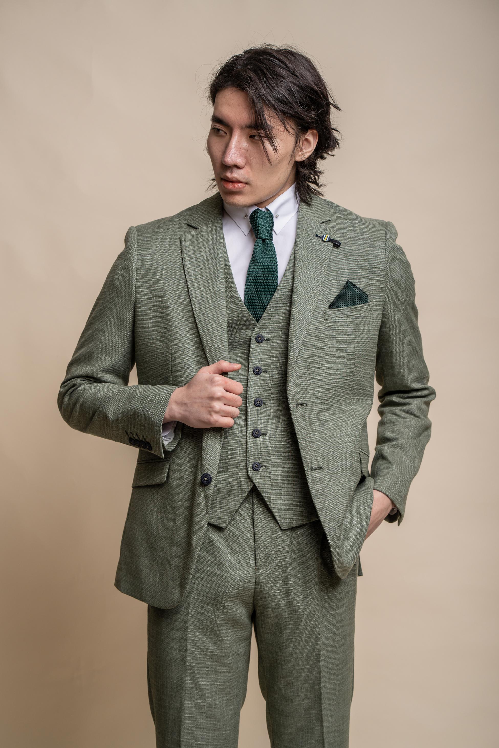 Men’s Slim Fit Sage Green Formal Suit – MIAMI Collection