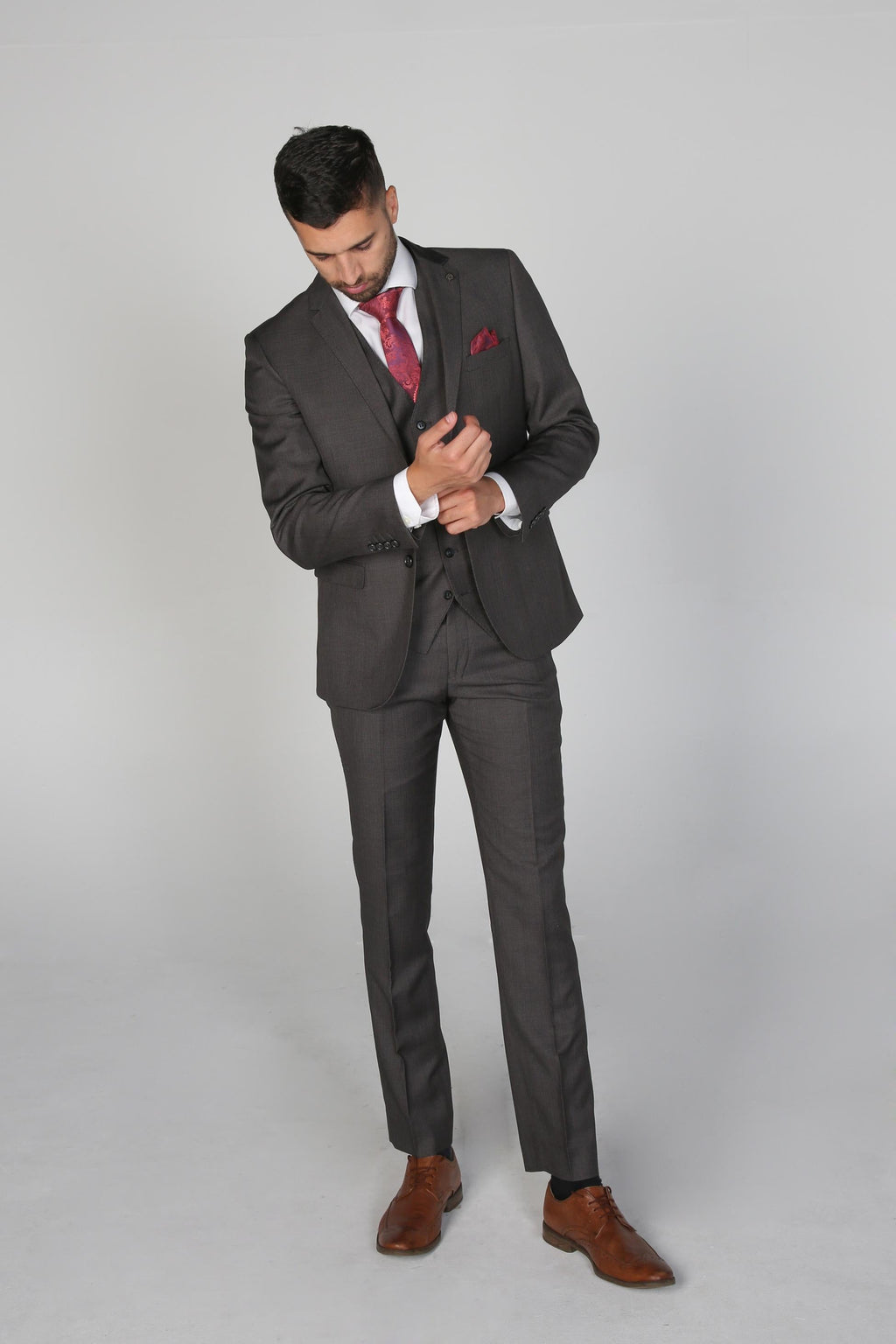 Mens Charcoal Grey Tailored Fit Formal Suit CHARLES