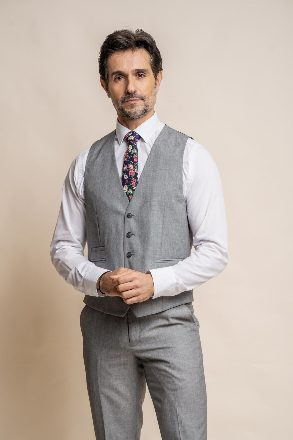 Mens light grey slim fit formal waistcoat Reegan