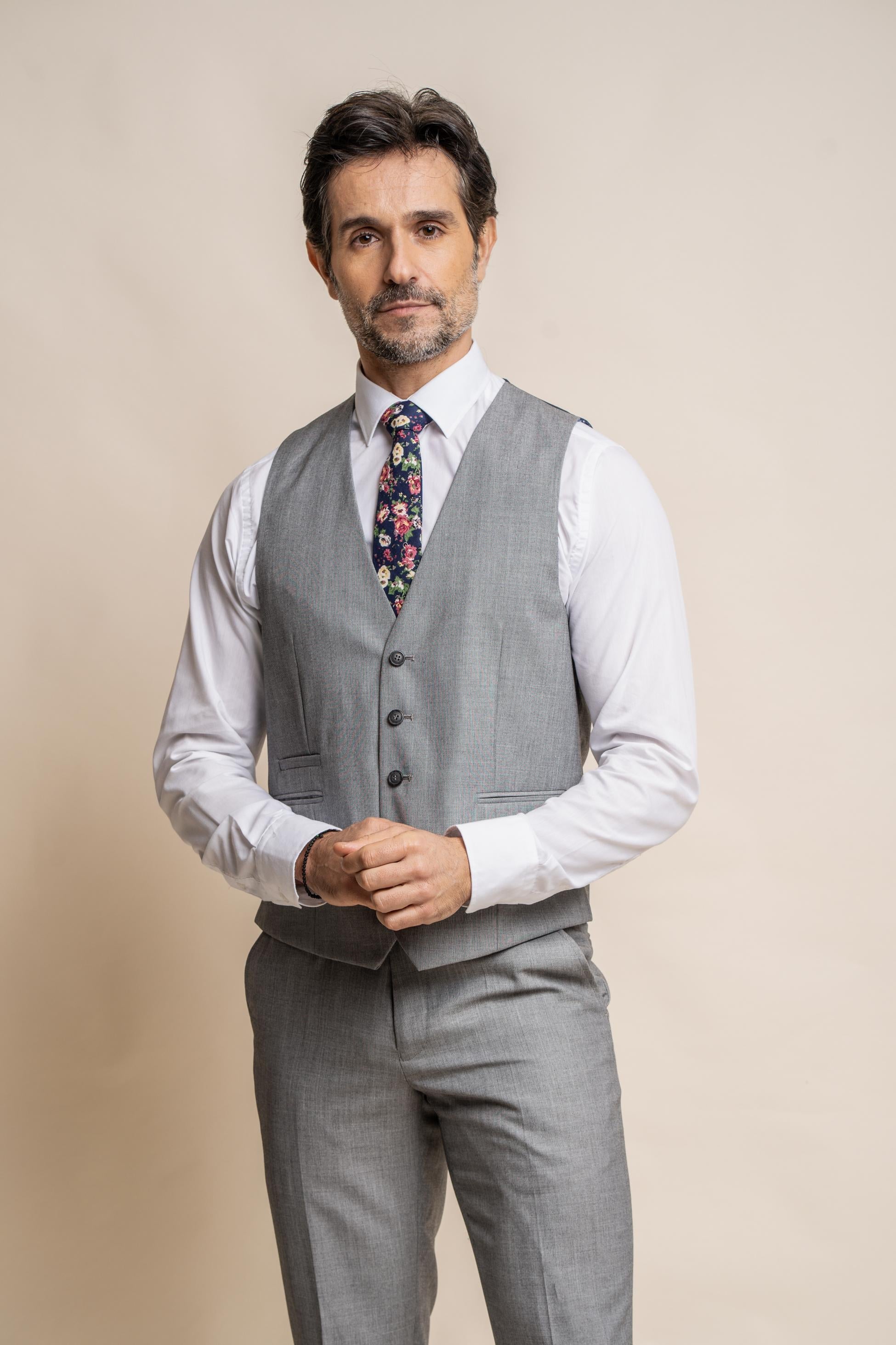Mens light grey slim fit formal waistcoat Reegan