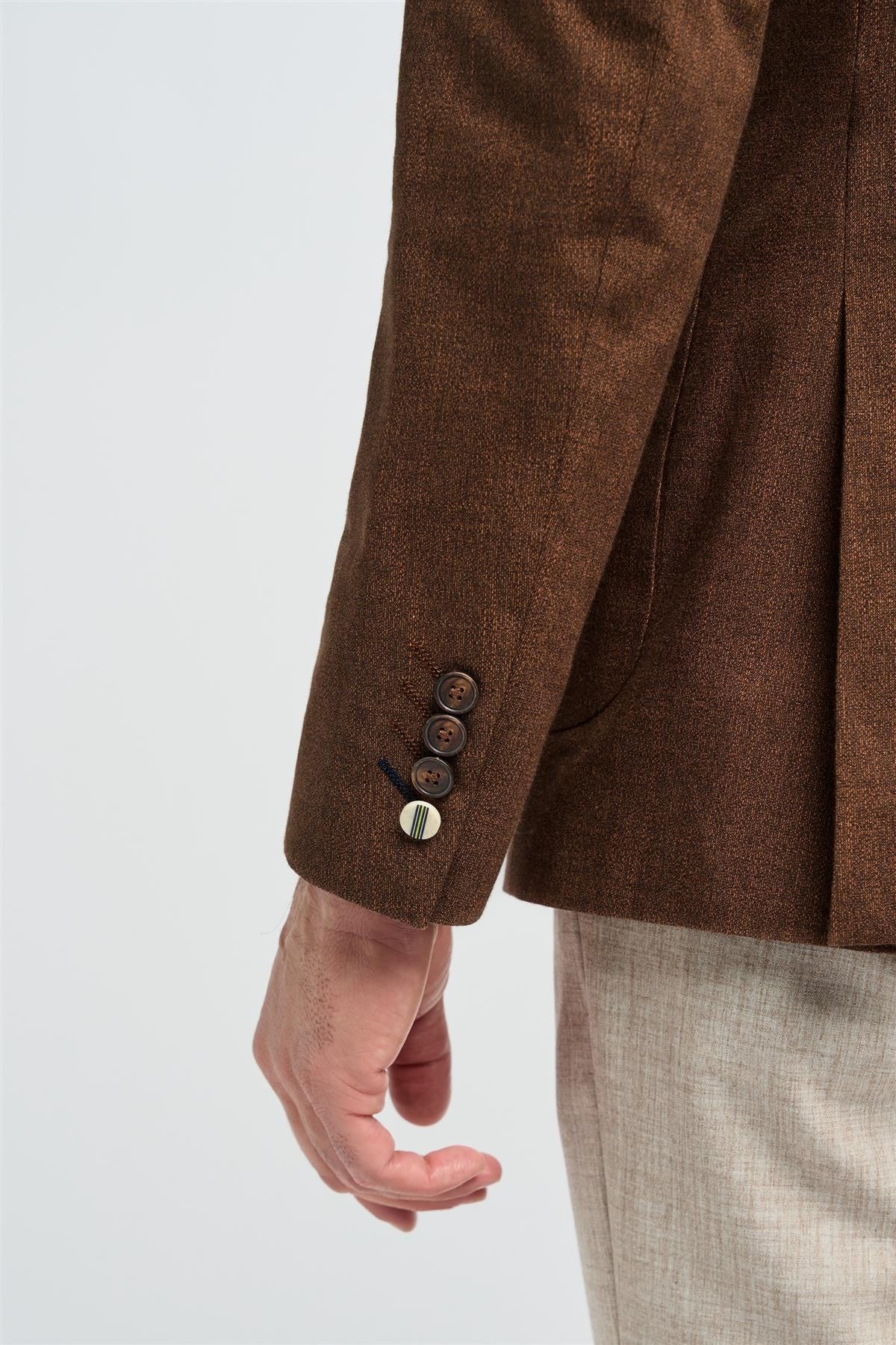 Mens Rust Brown Cotton Formal Blazer EDISON