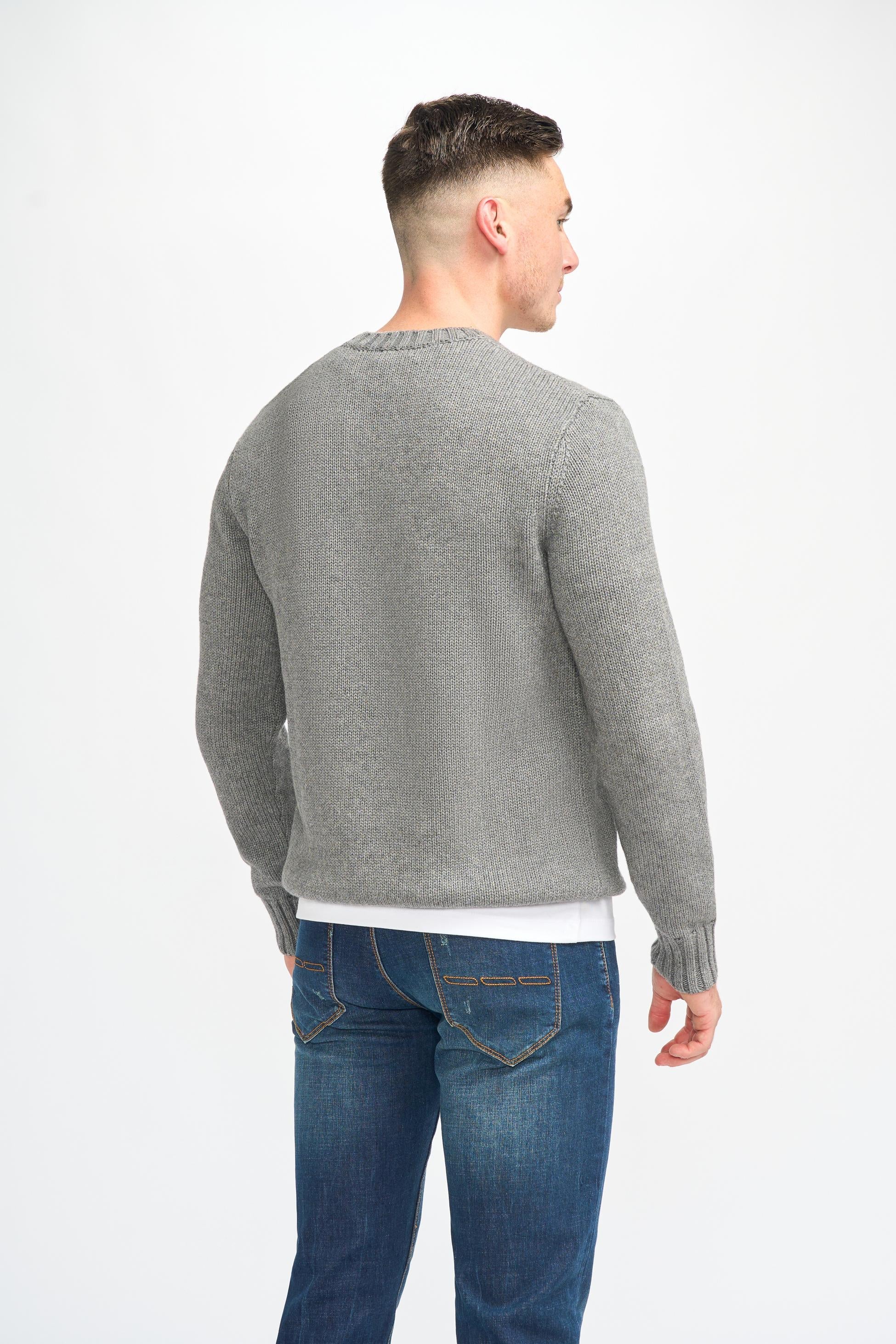 Mens Grey Classic Knit Pullover Jumper FARREL