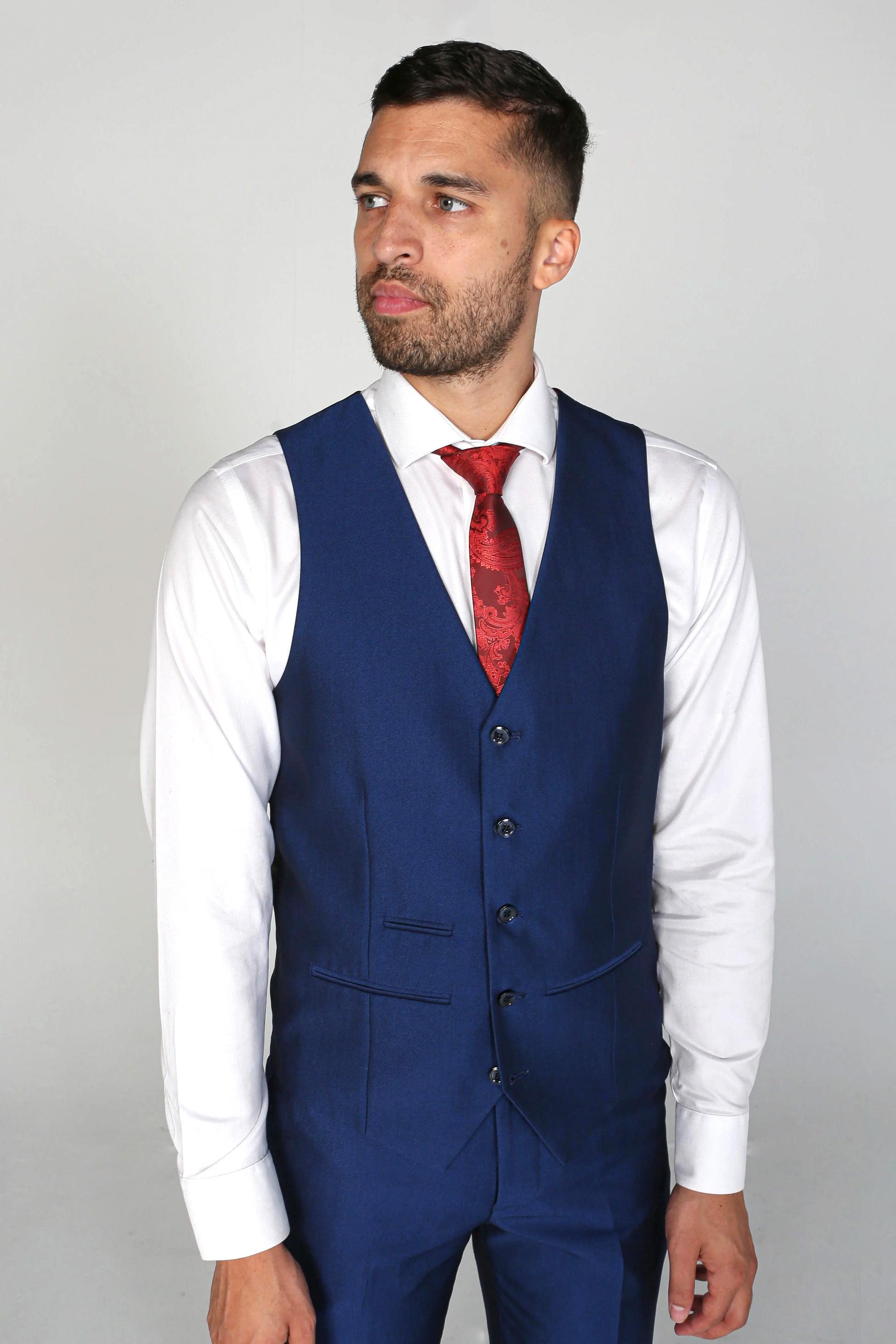 KINGSLEY Men’s Tailored Fit Royal Blue Sheen Suit