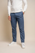 Men's Cotton Chino Trousers - DAKOTA - Cobalt Blue