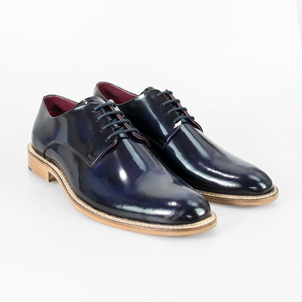 Men's navy blue lace-up derby shoes, FOXTON.