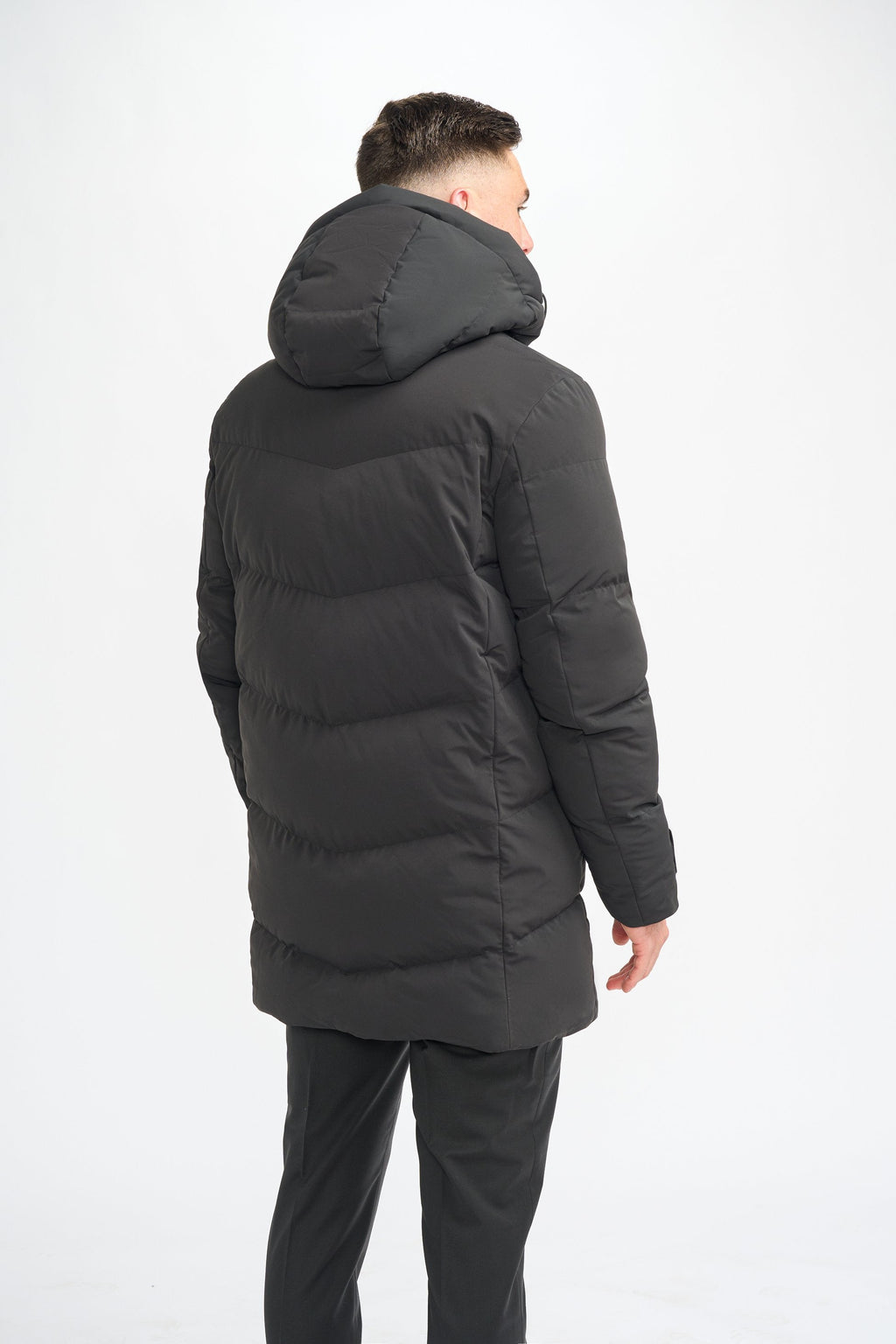 Men's black quilted puffer winter coat, FABINI.