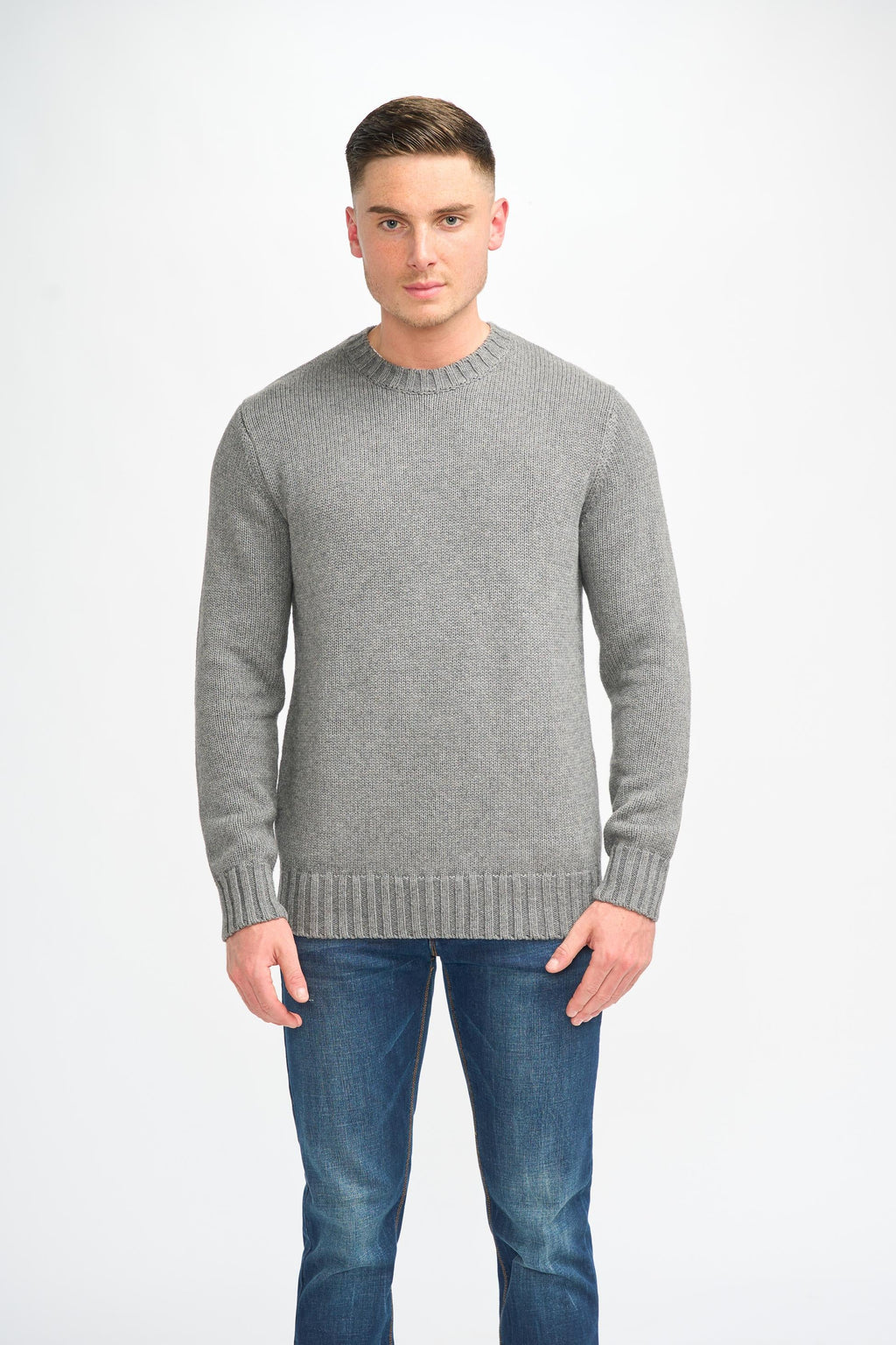 Mens Grey Classic Knit Pullover Jumper FARREL