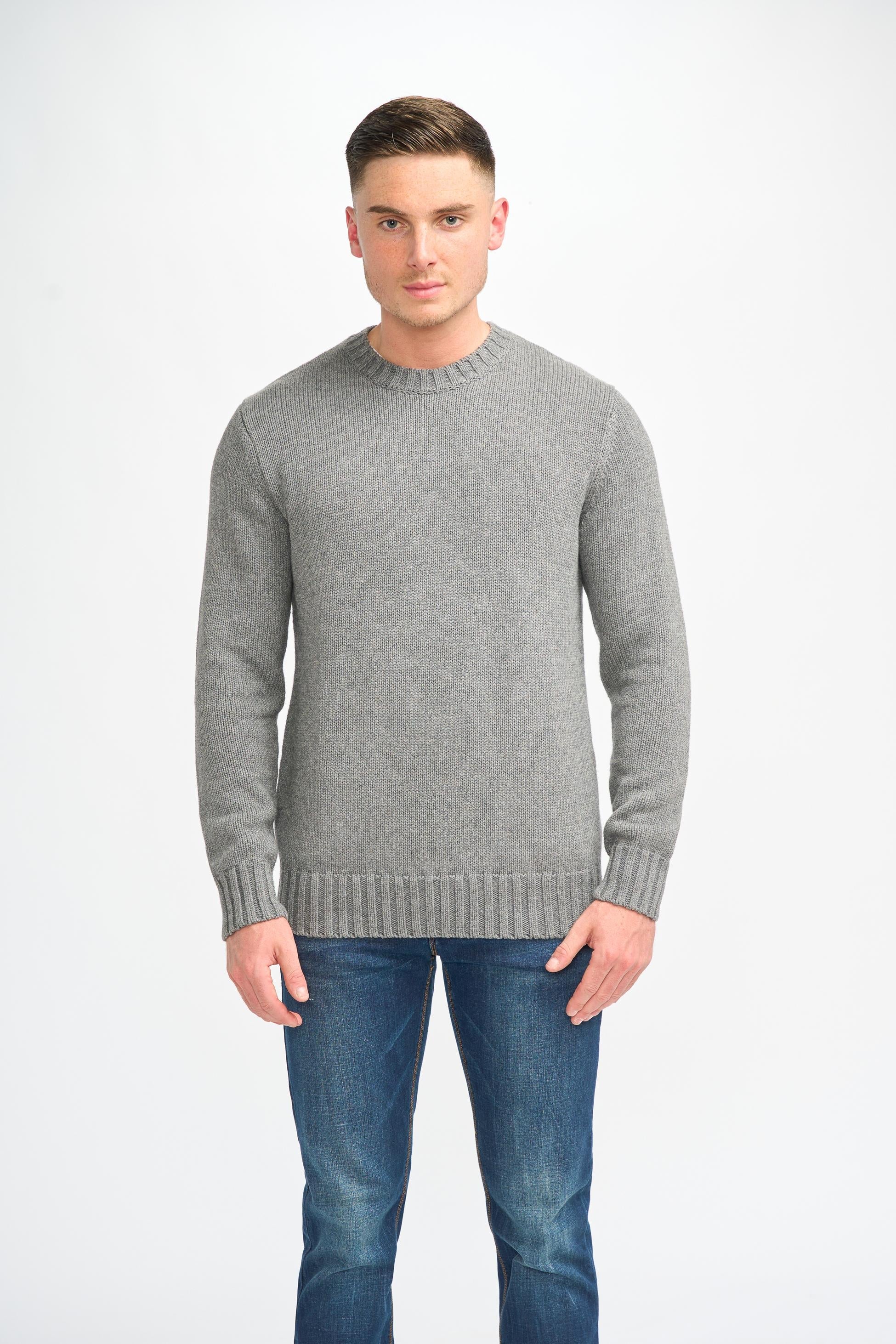 Mens Grey Classic Knit Pullover Jumper FARREL