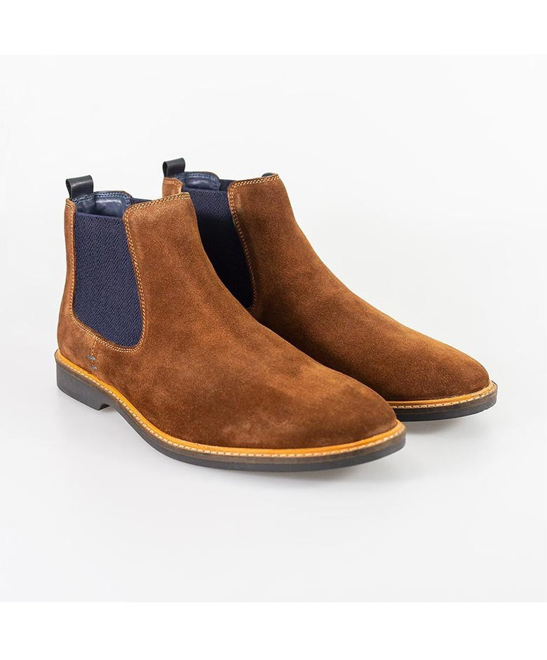 Mens Cognac Brown Slip On Chelsea Boots ARIZONA