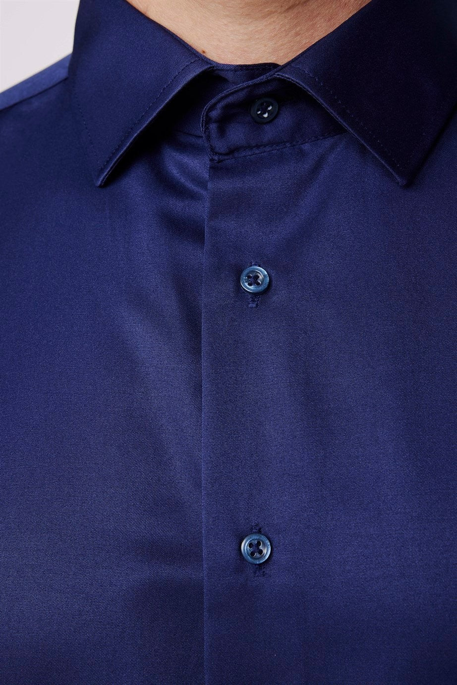 Mens Dimi Dotti Night Blue Cotton Blend Slim Fit Dress Shirt