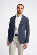 Men’s navy pinstripe slim fit blazer JULIAN smart casual look