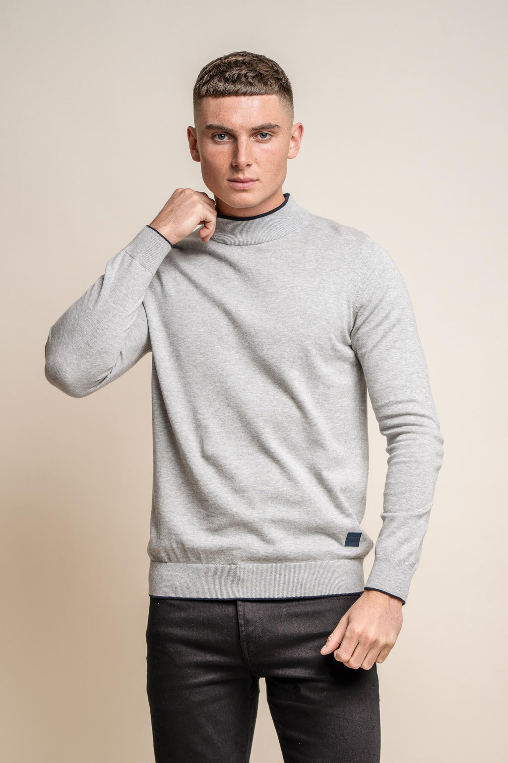 Men’s knit turtleneck jumper, mid-high, soft touch