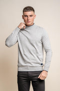 Men’s knit turtleneck jumper, mid-high, soft touch
