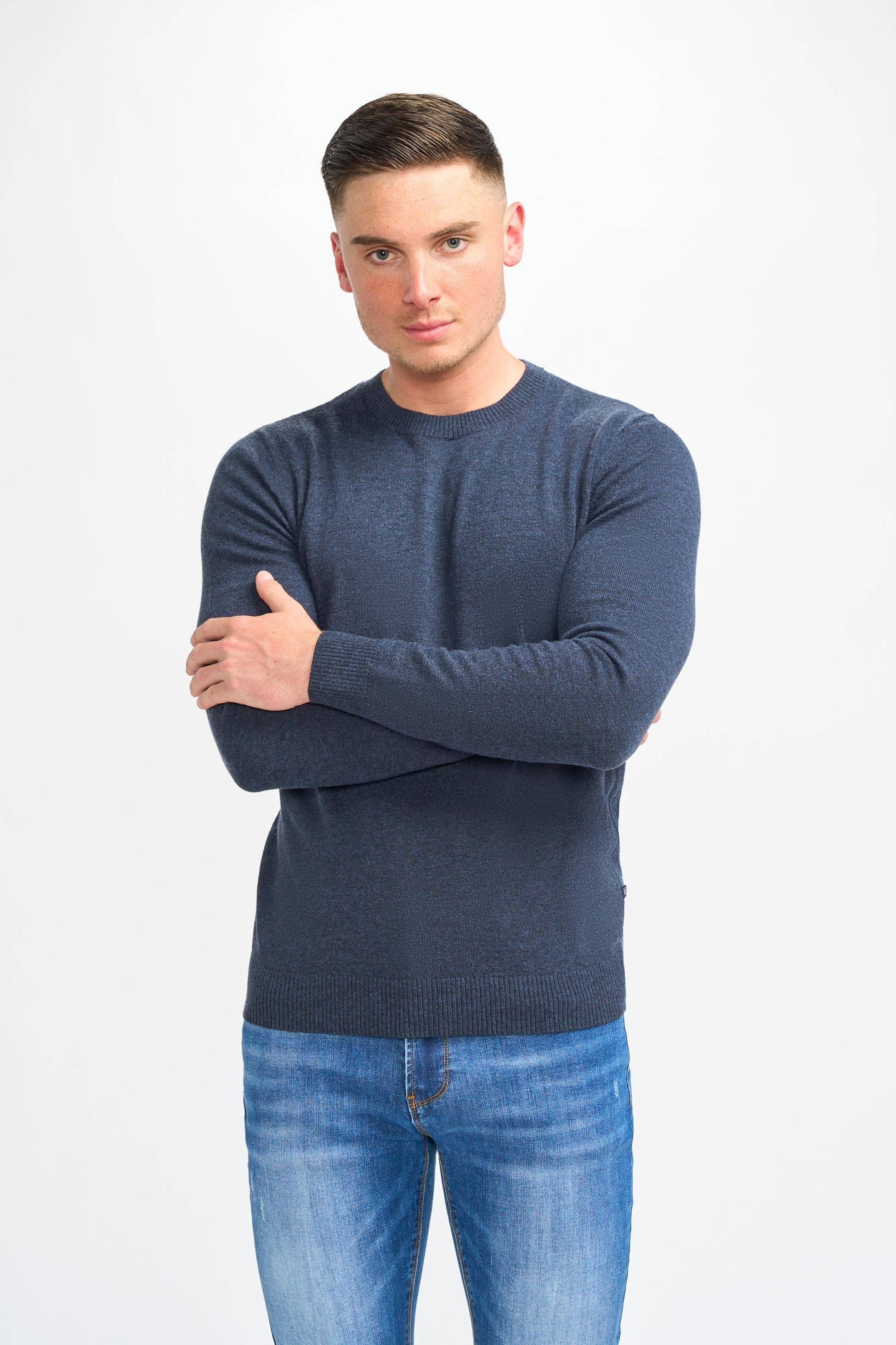 Men’s wool-blend knit pullover jumper, slim fit