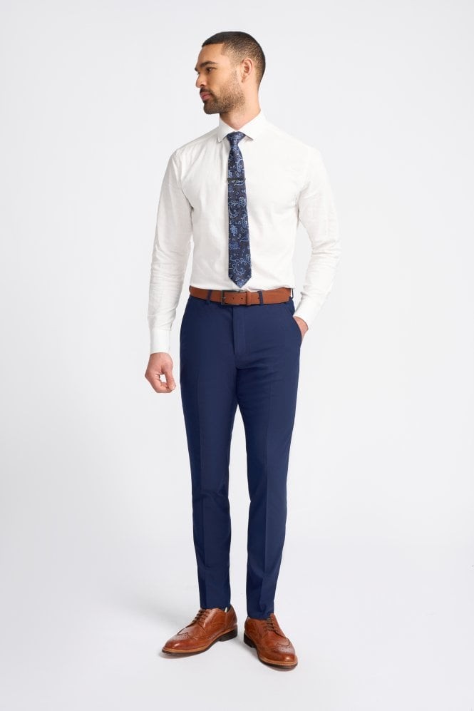 VICTORIOUS Navy Blue Men's Wool Mix Double Breasted Slim Fit Suit