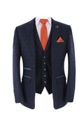 Slim fit tweed windowpane 3-piece suit on a man