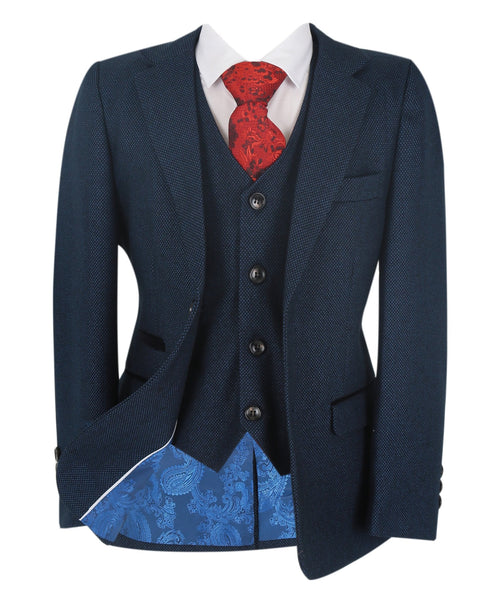 boys’ textured slim fit 3-piece wedding business suit