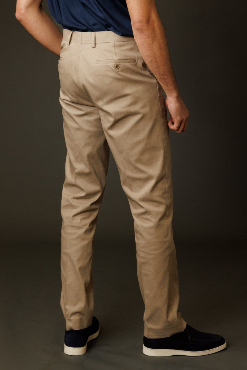 KINGSTON Beige Men's Cotton Slim Fit Suit