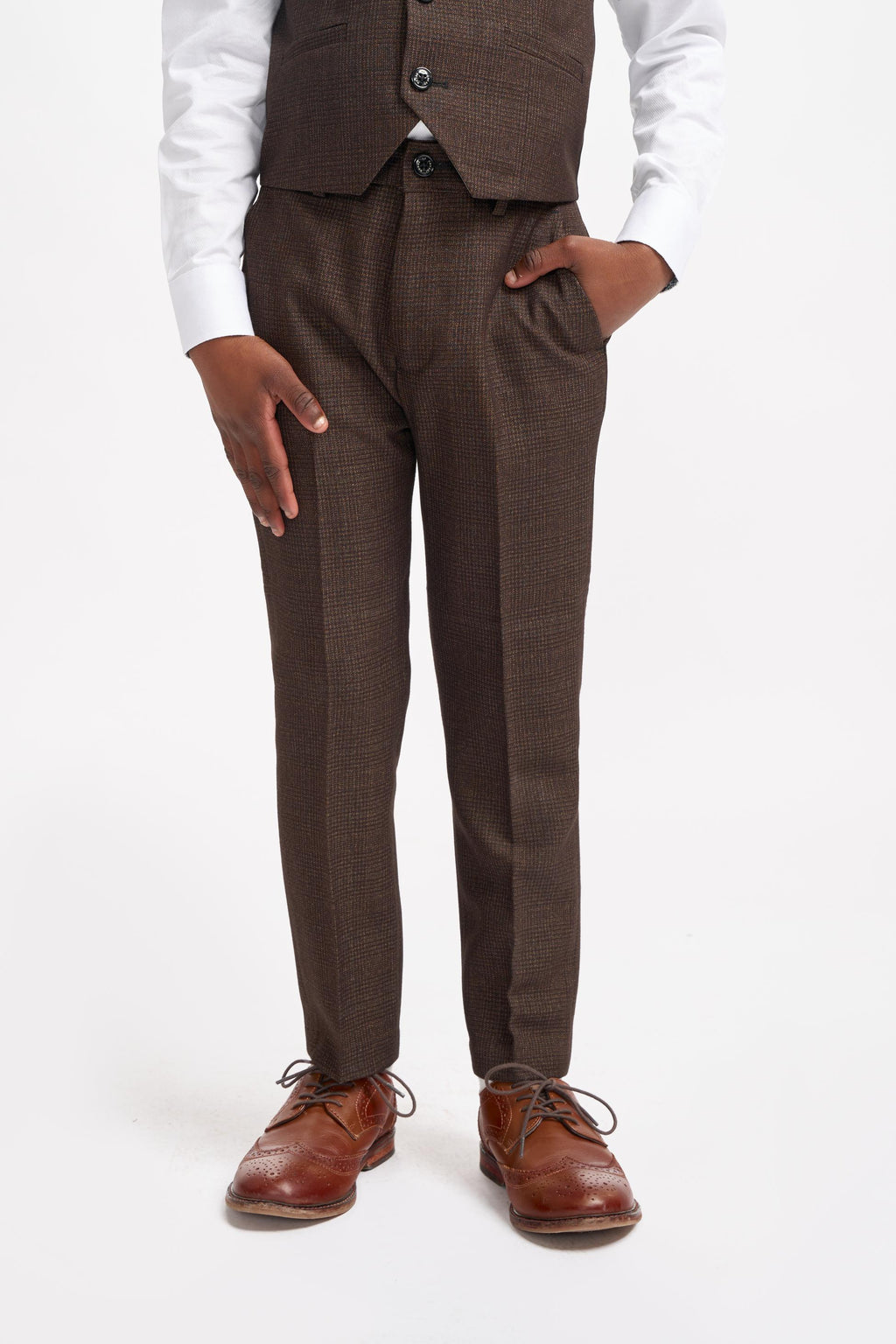 3-Piece Slim Brown Suit for Boys – Brown