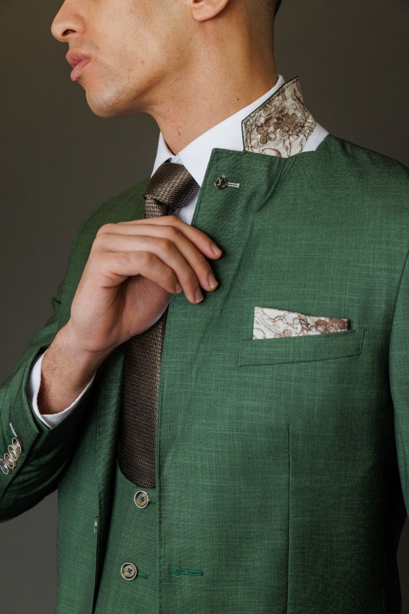 Men's Camden Emerald Green Lightweight Self-Pattern Slim Suit