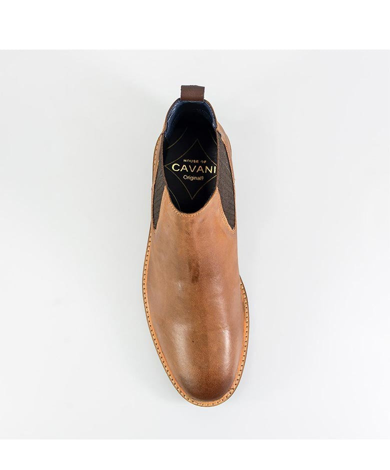 Mens Tan Brown Suede Low Ankle Slip On Chelsea Boots ARIZONA