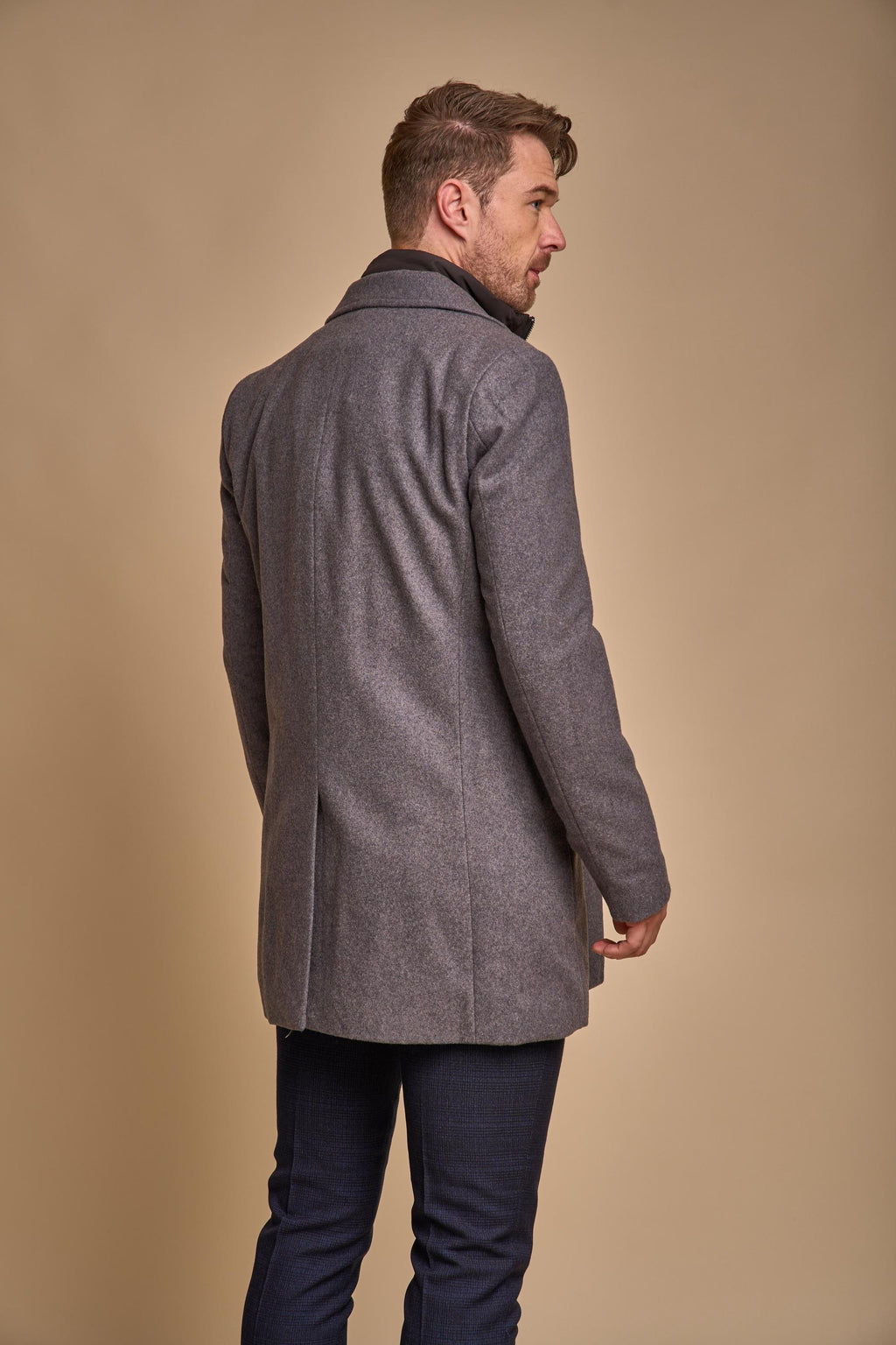 Men's slate slim-fit wool-blend coat, SANFORD.