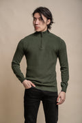 Men’s cotton quarter-zip jumper, classic quarter zip