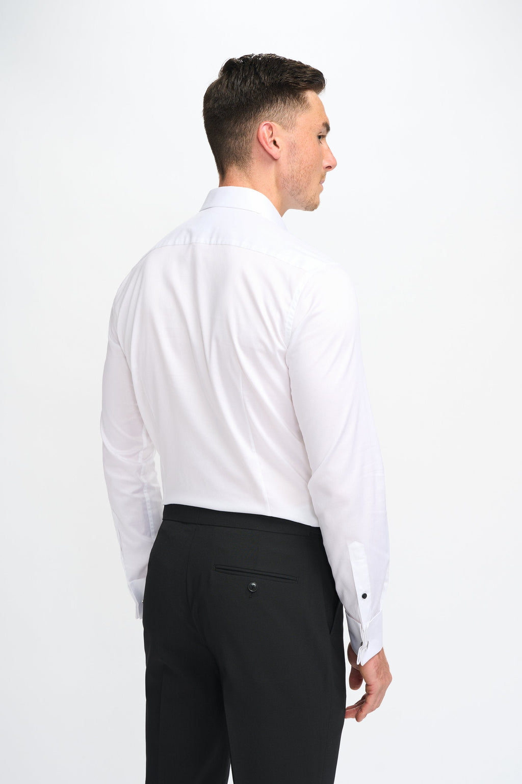Mens Havana White Classic Collar Cotton Cufflink Shirt