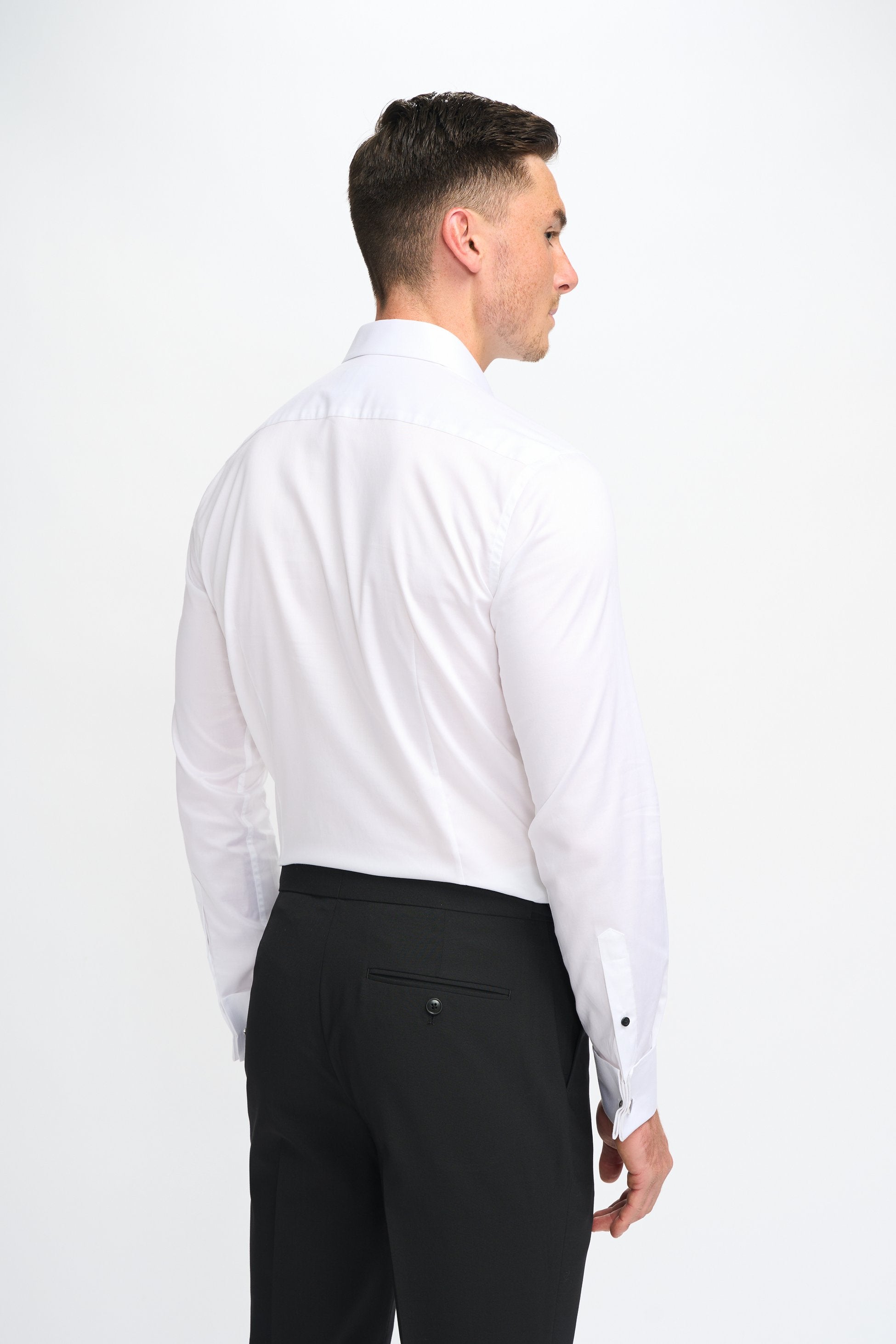 Mens Havana White Classic Collar Cotton Cufflink Shirt