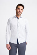Men’s slim fit white printed shirt long sleeve cotton
