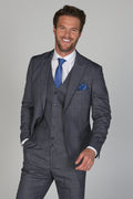 Men's Henry Grey-Blue Textured Check Tailored Formal Suit