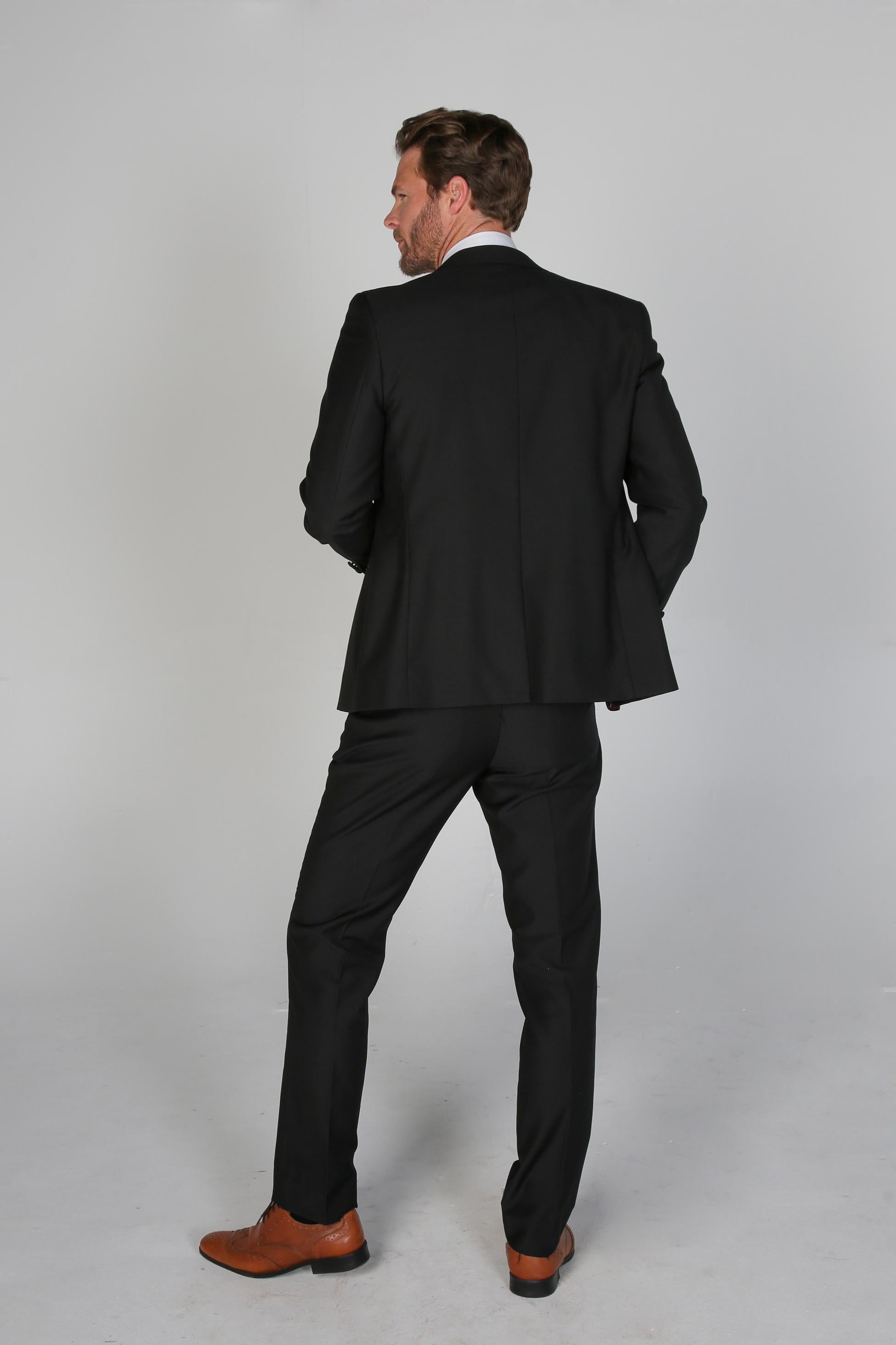 Mens Black Peak Lapel Tuxedo Dinner Suit HARRY