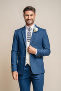 Orson Blue Men's Suit with Marco Ecru Waistcoat Combined Set