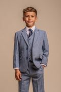 boys’ tweed wool slim fit suit blue 3 or 6 piece