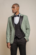Mens Jade Green Slim Fit Velvet Tuxedo Blazer ROSA