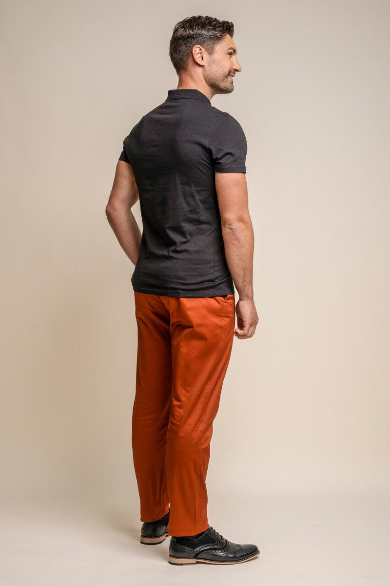 Men's Cotton Chino Trousers - DAKOTA - Brick
