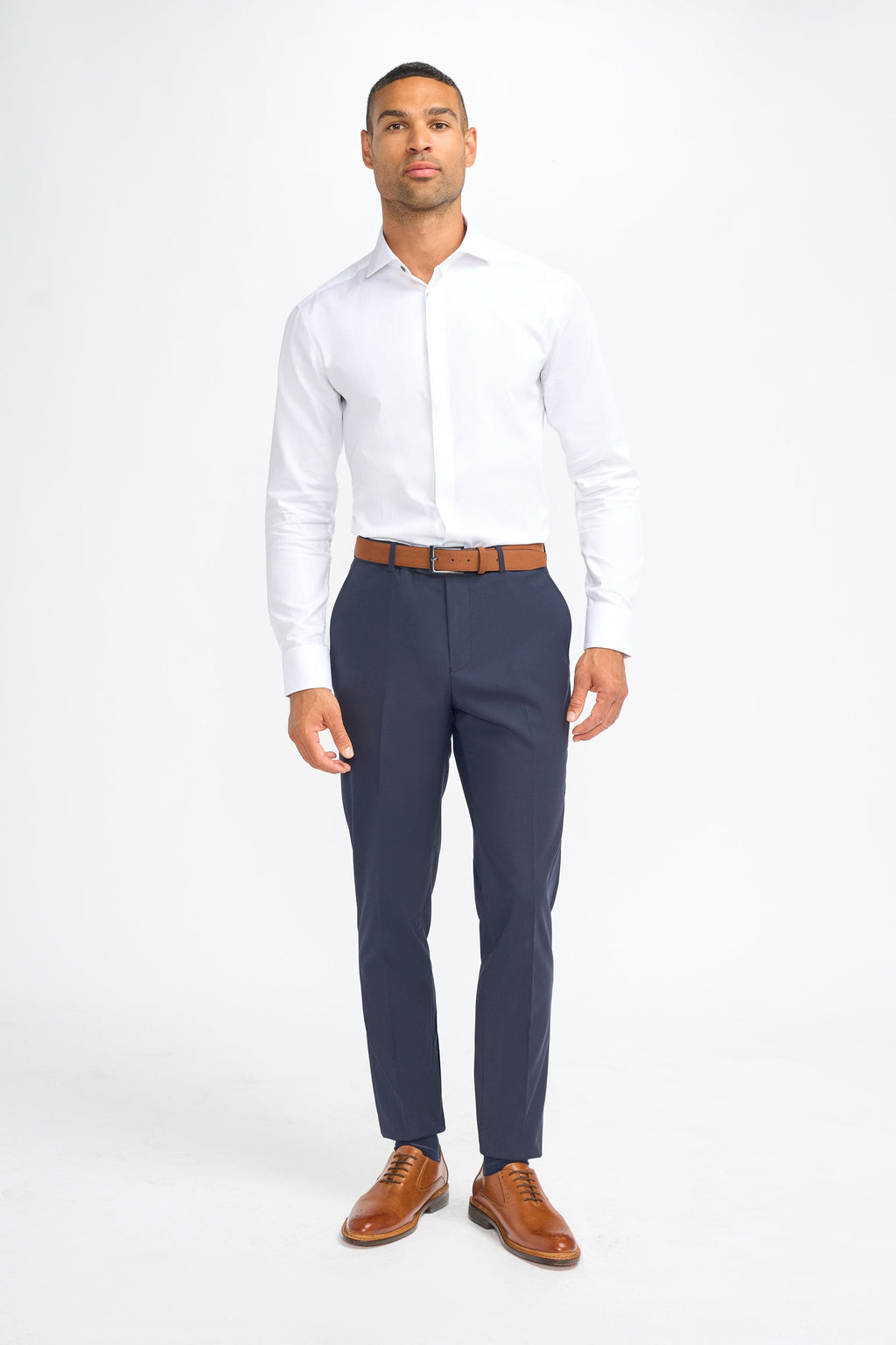Mens Seneca White Cotton Classic Collar Formal Dress Shirt