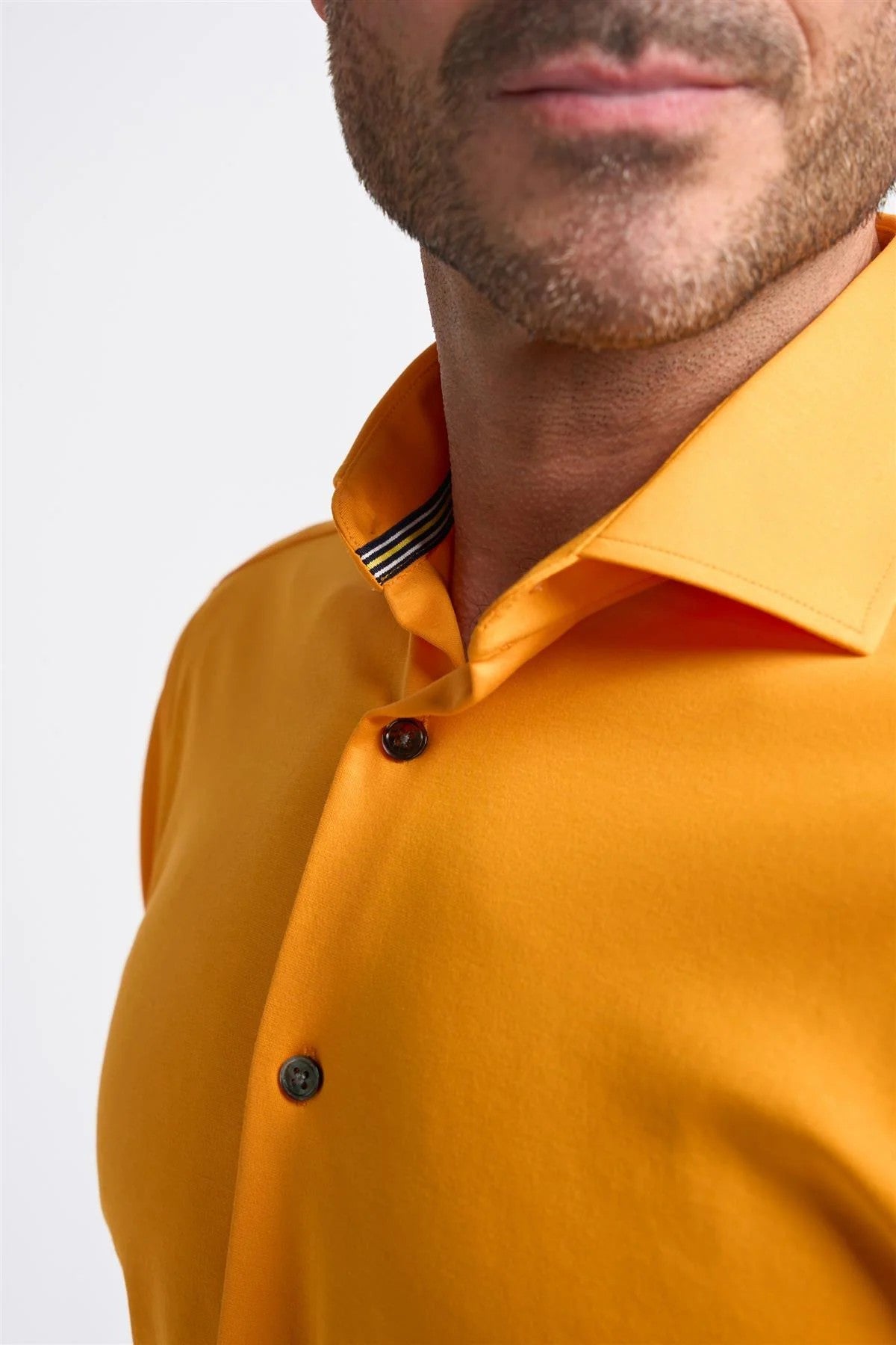 Mens Ashley Flame Orange Slim Fit Cotton Long Sleeve Shirt