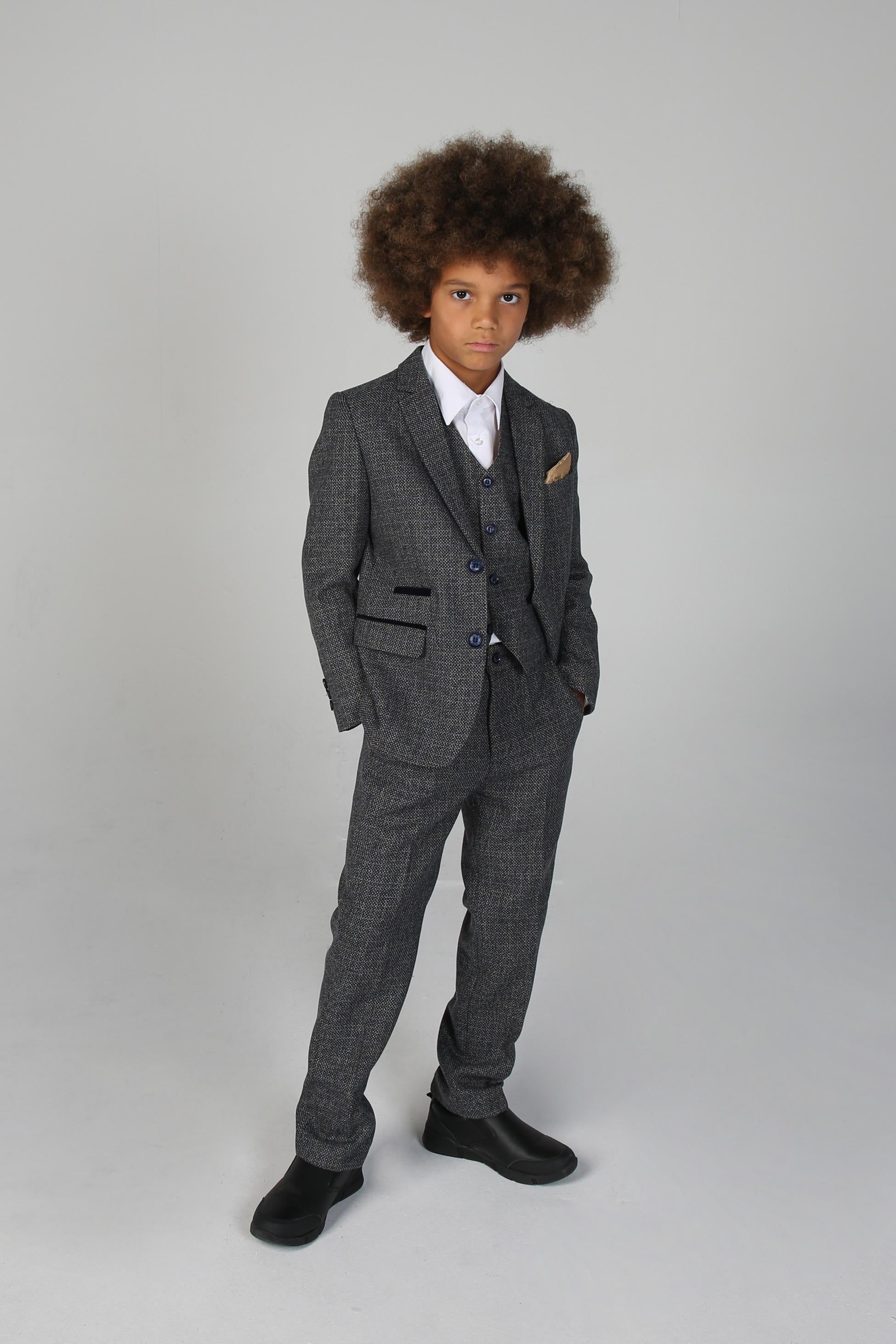 Tailored Grey Suit for Boys – Navy Blue