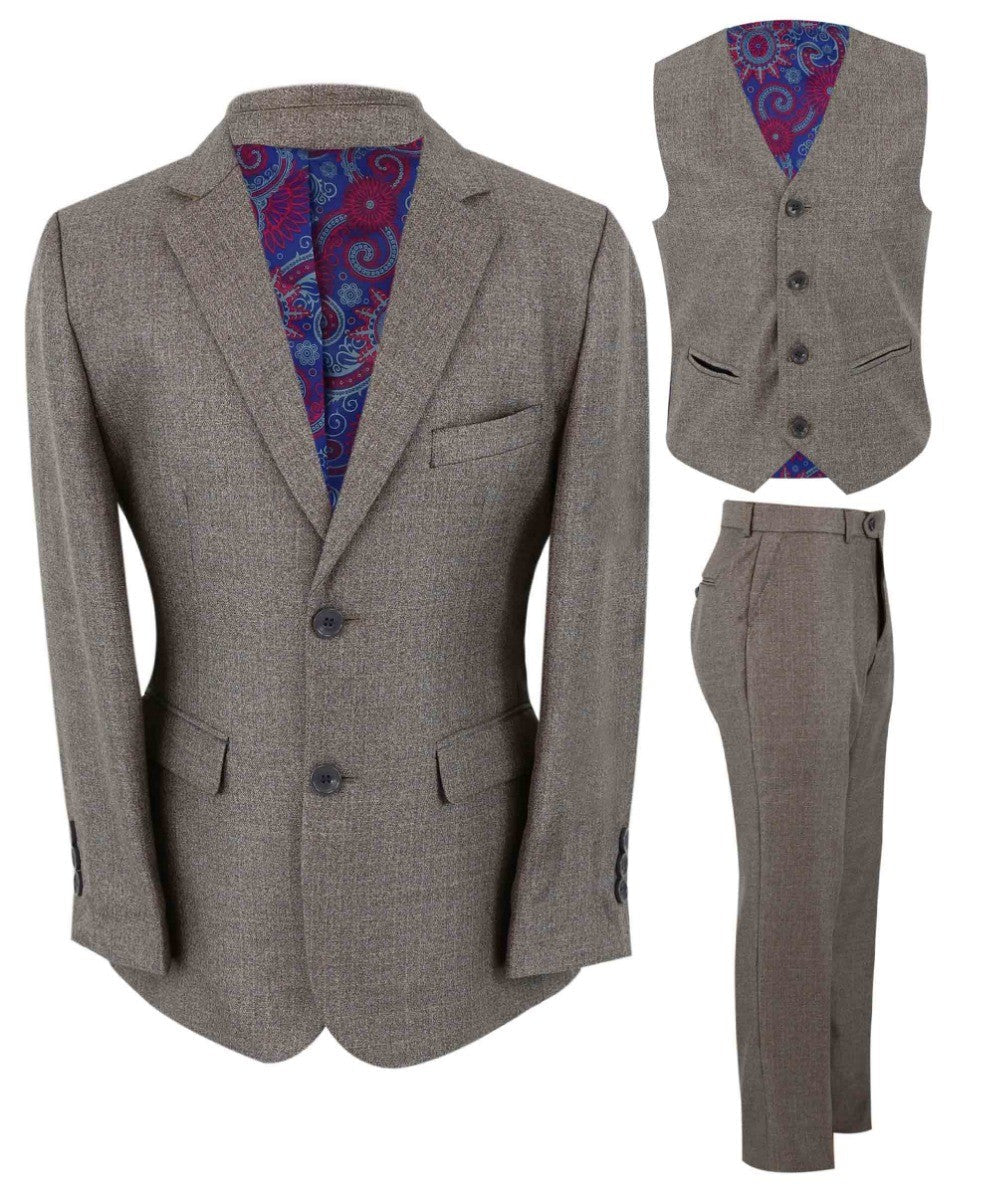 Tailored Beige Suit for Boys – Dark Beige