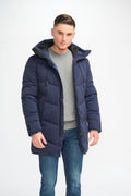 Men’s quilted puffer winter coat in navy blue, FABINI.