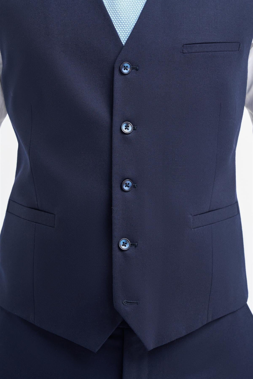 Mens Navy Wool Slim Fit Formal Waistcoat JAMES