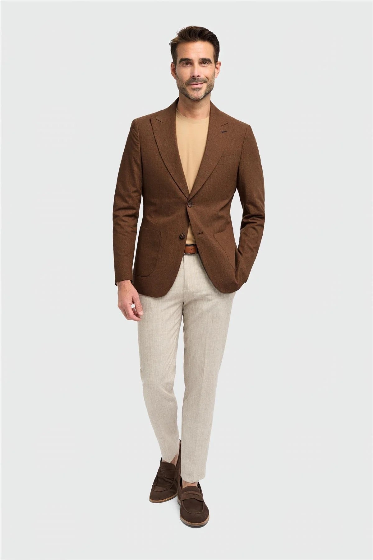Mens Rust Brown Cotton Formal Blazer EDISON