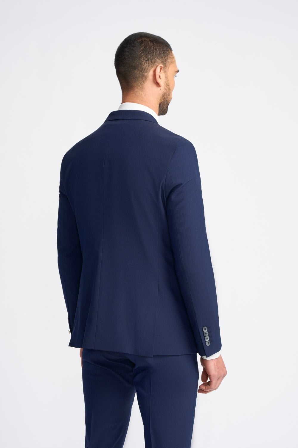 VICTORIOUS Navy Blue Men's Wool Mix Double Breasted Slim Fit Suit