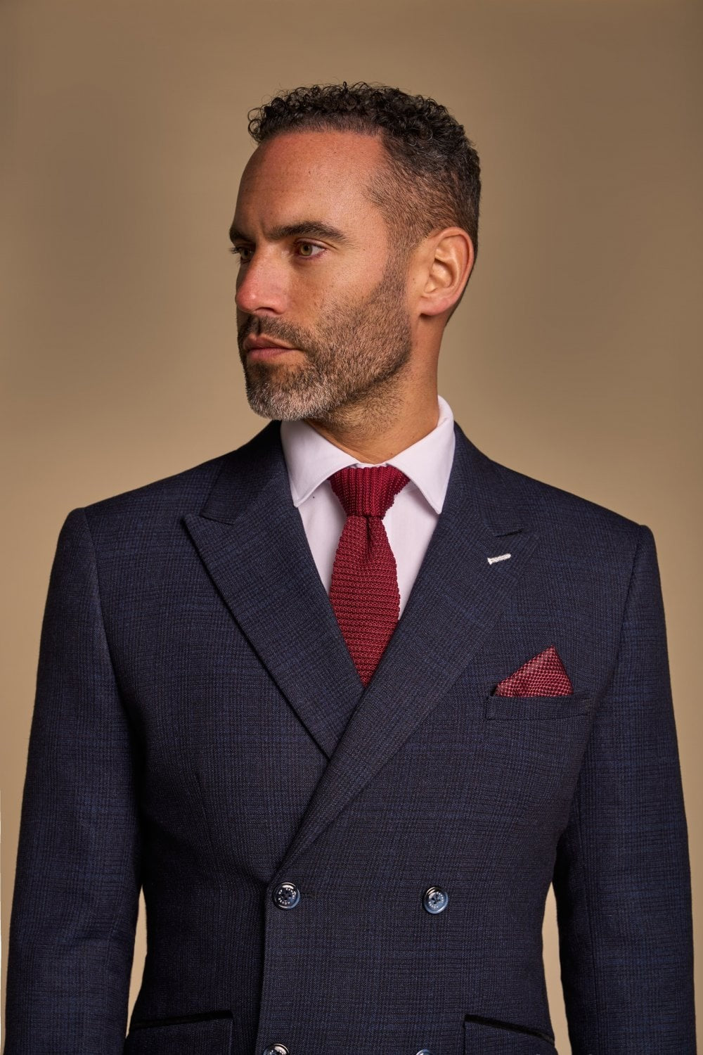 Men's Caridi Navy Blue Glen Check 2-Piece Double-Breasted Suit
