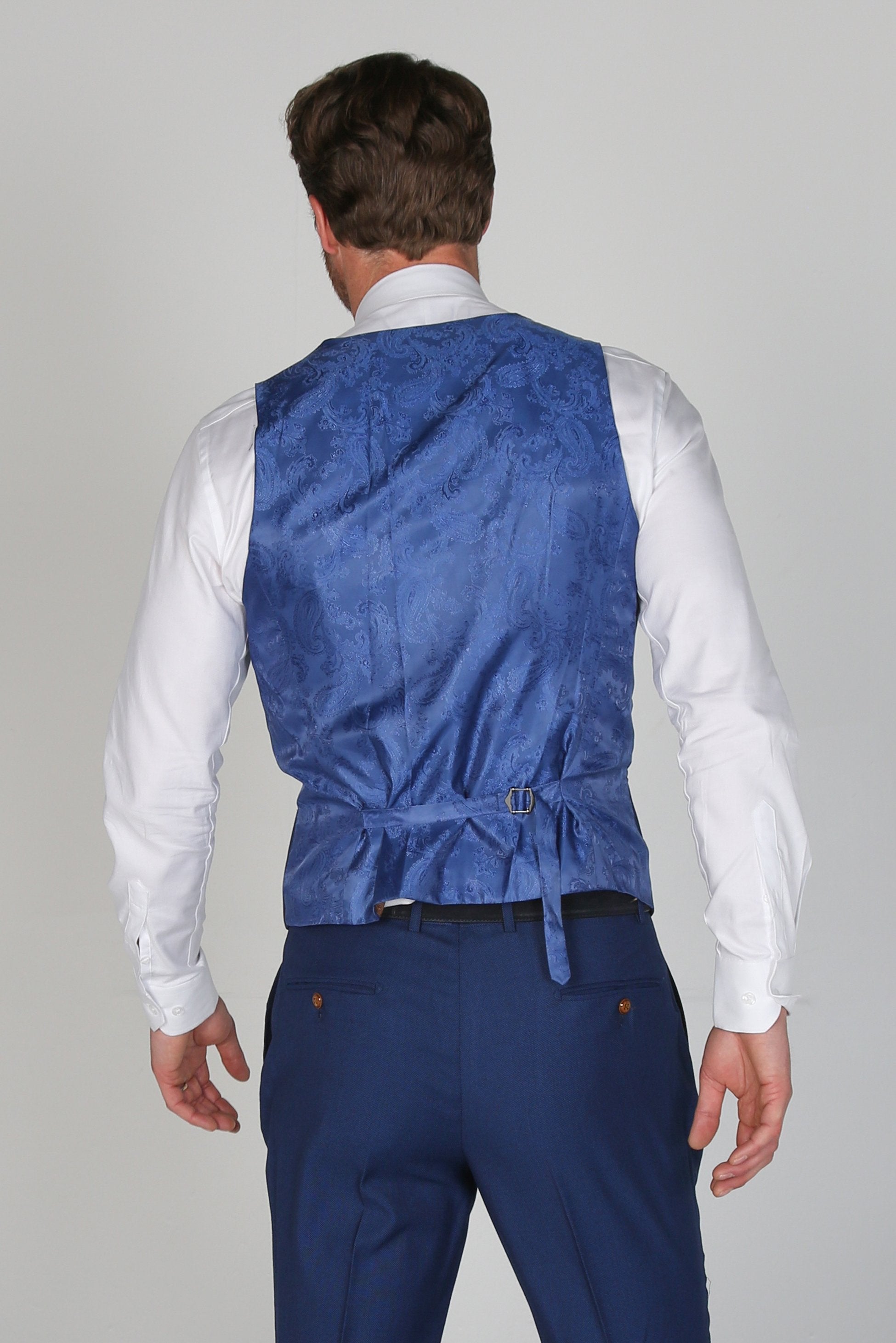 Mens Blue Tailored Fit Single Breasted Waistcoat MAYFAIR